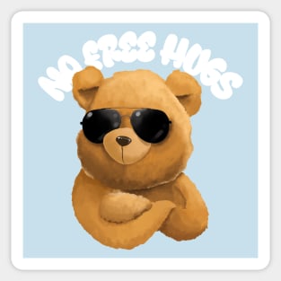 No Free Hugs Cute Teddy Bear Sticker